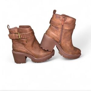 Brown chunky Ankle Boots for Women